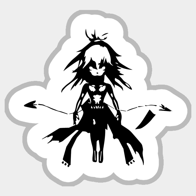 Homunculus attack minimal silhouette white Sticker by WannabeArtworks